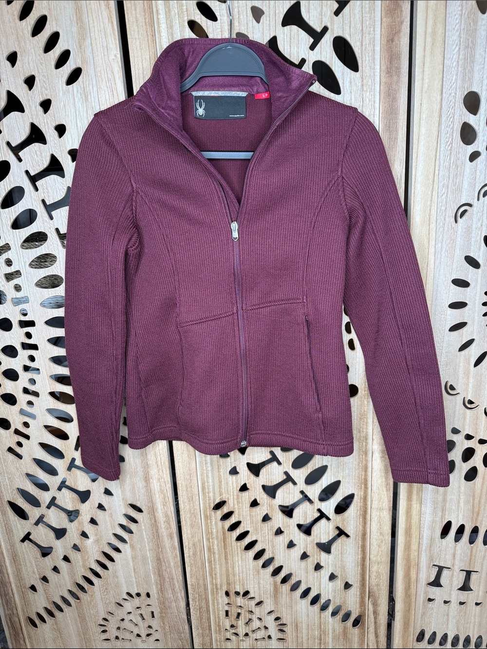 Spyder Maroon Full-Zip Knit Jacket